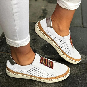 Women's Shoes Fashion Casual Hollow-Out Round Toe Slip On Shoes Flat With Sneakers Female Soft Breathble Summer Shoes C40#